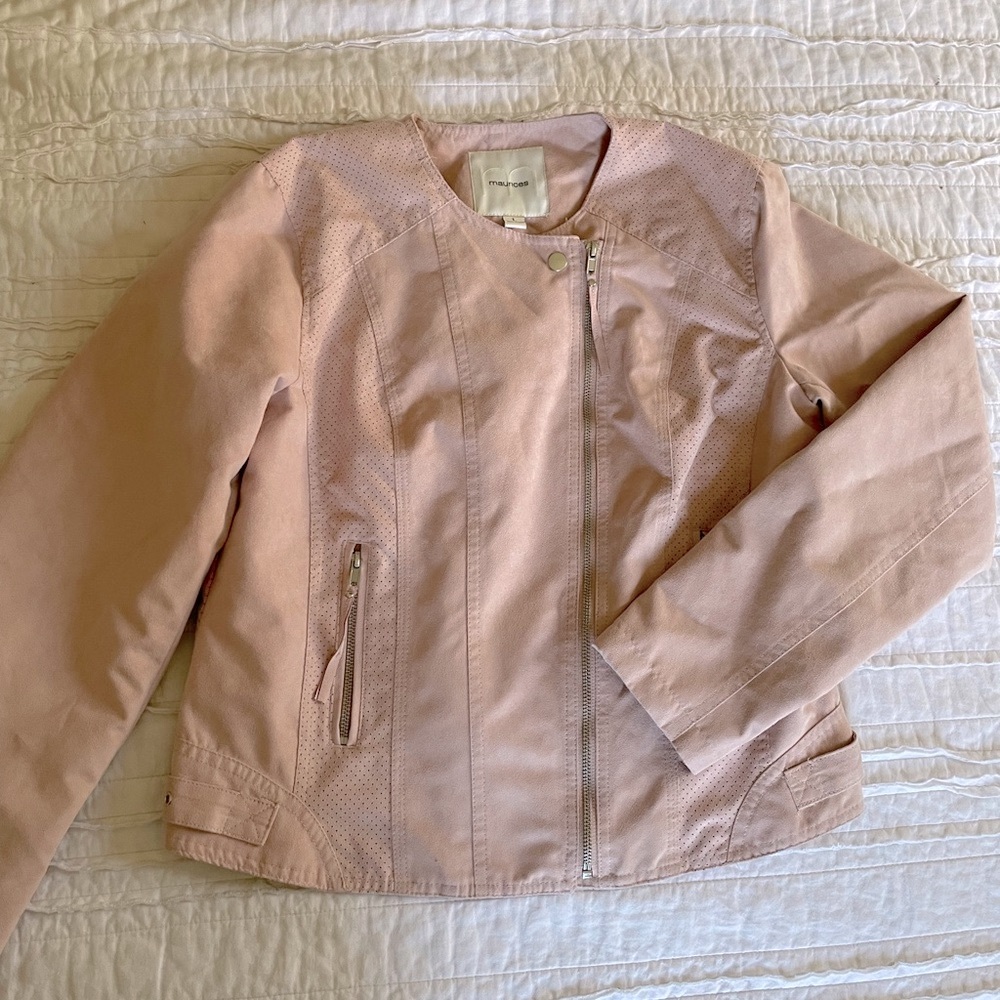 Mauve suede zip-up jacket size Large